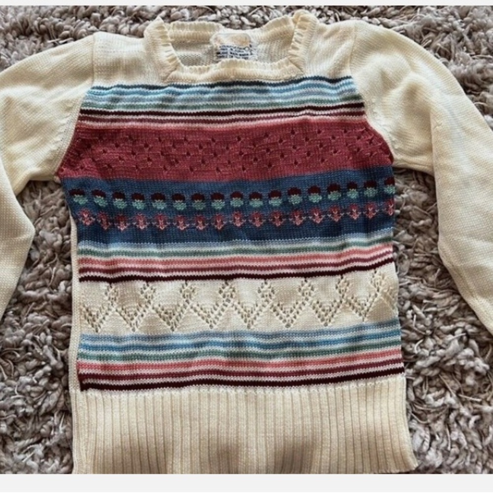Vintage Youth Park Multicolor Striped girls size large 7/8 Sweater